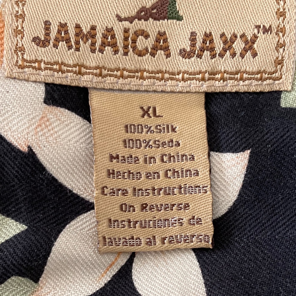 JAMAICA JAXX Tropical Print 1 Pocket Camp Shirt 100%Silk Sz. XL Pre-Owned - Picture 4 of 5